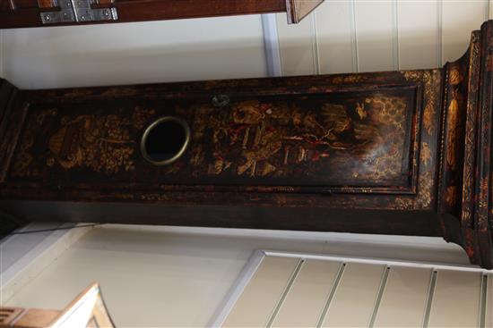Anthony Lynch of Newbury. An early 18th century japanned eight day longcase clock, H.6ft 6in.